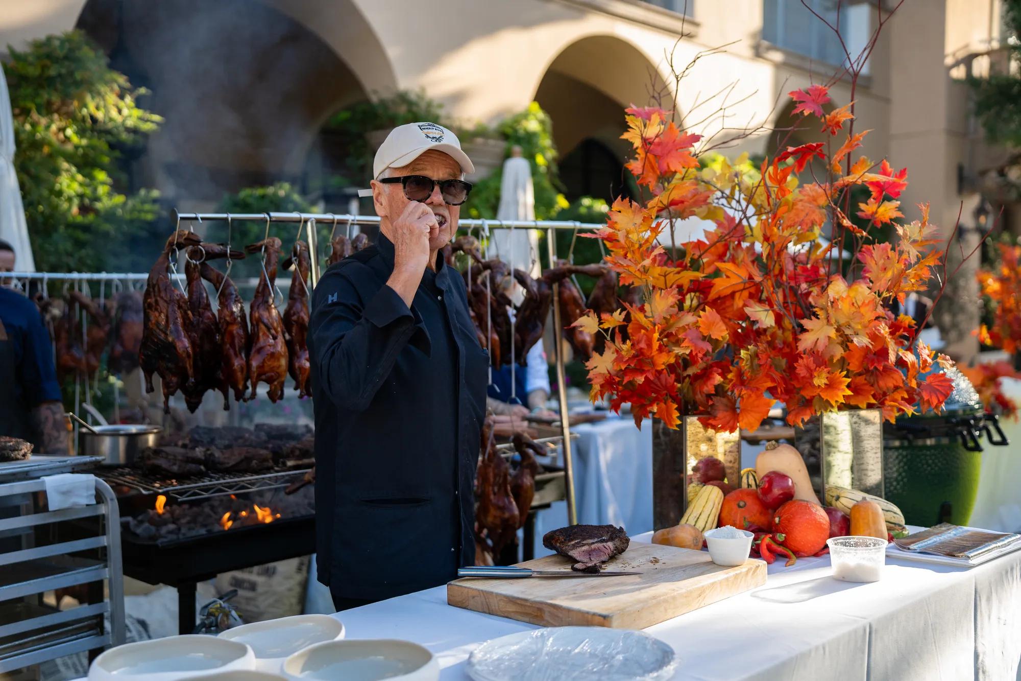 Chef Wolfgang Puck at Spago Beverly Hills food station at the Beverly Hills Autumn BBQ hosted at The Maybourne Beverly Hills