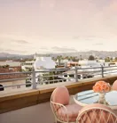 Hollywood Suite large terrace with outdoor seating and uninterrupted views over Beverly Hills.