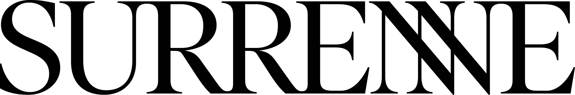 Surenne logo in bold black serif lettering on a white background.