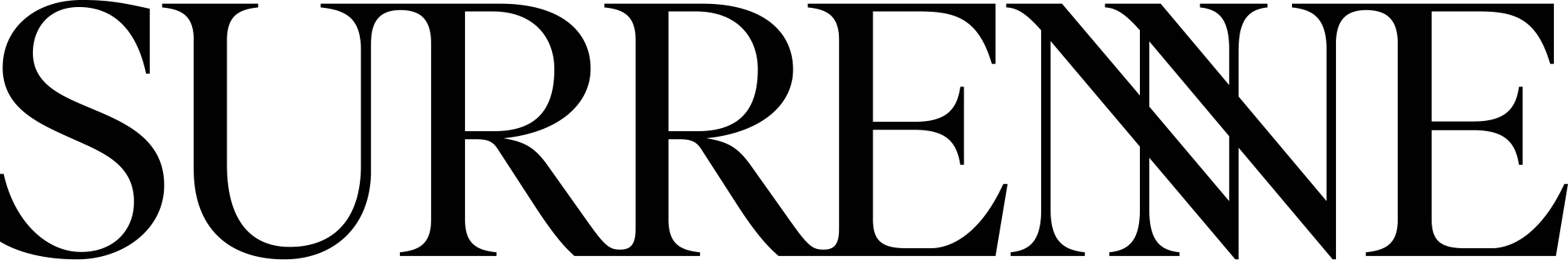 Surenne logo in bold black serif lettering on a white background.