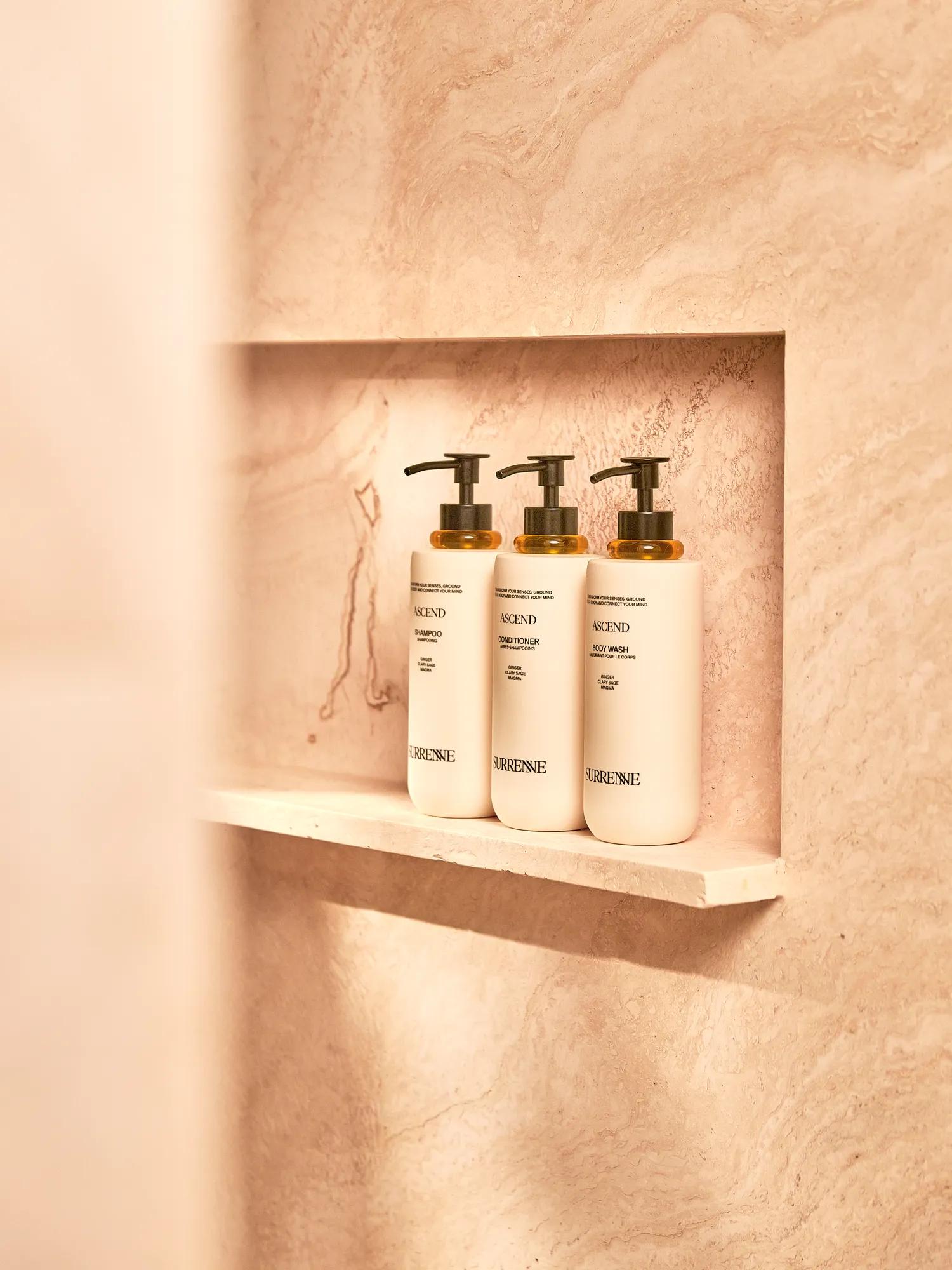 Three Surrenne Ascend products in the shower