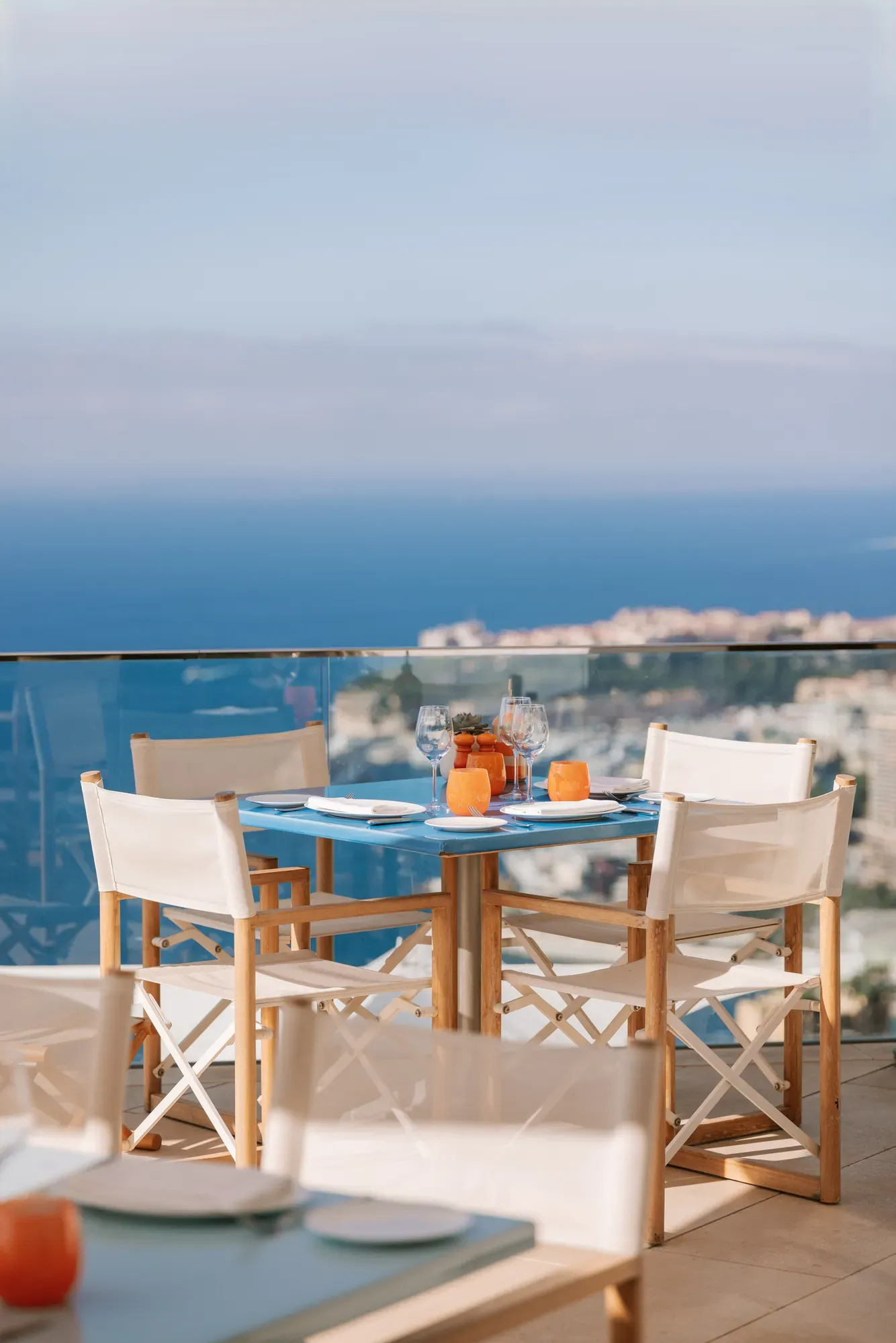 The outdoor pool at Maybourne Riviera, overlooking the Mediterranean, with sleek contemporary design and serene coastal views.