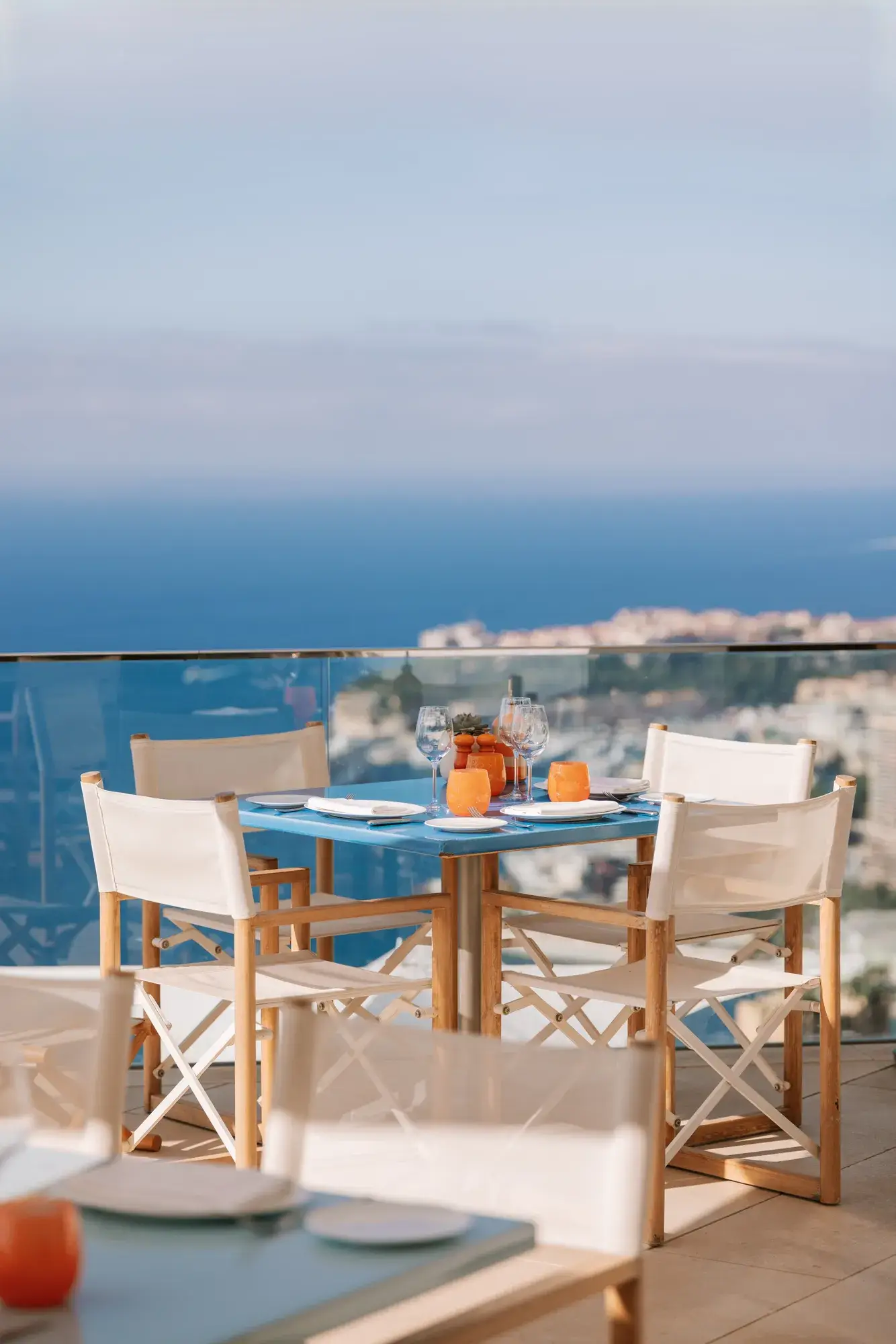 The outdoor pool at Maybourne Riviera, overlooking the Mediterranean, with sleek contemporary design and serene coastal views.