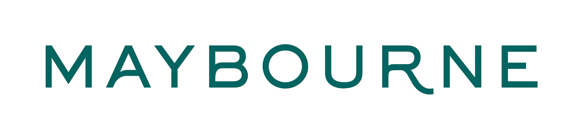 Teal Maybourne wordmark on a dark transparent background.