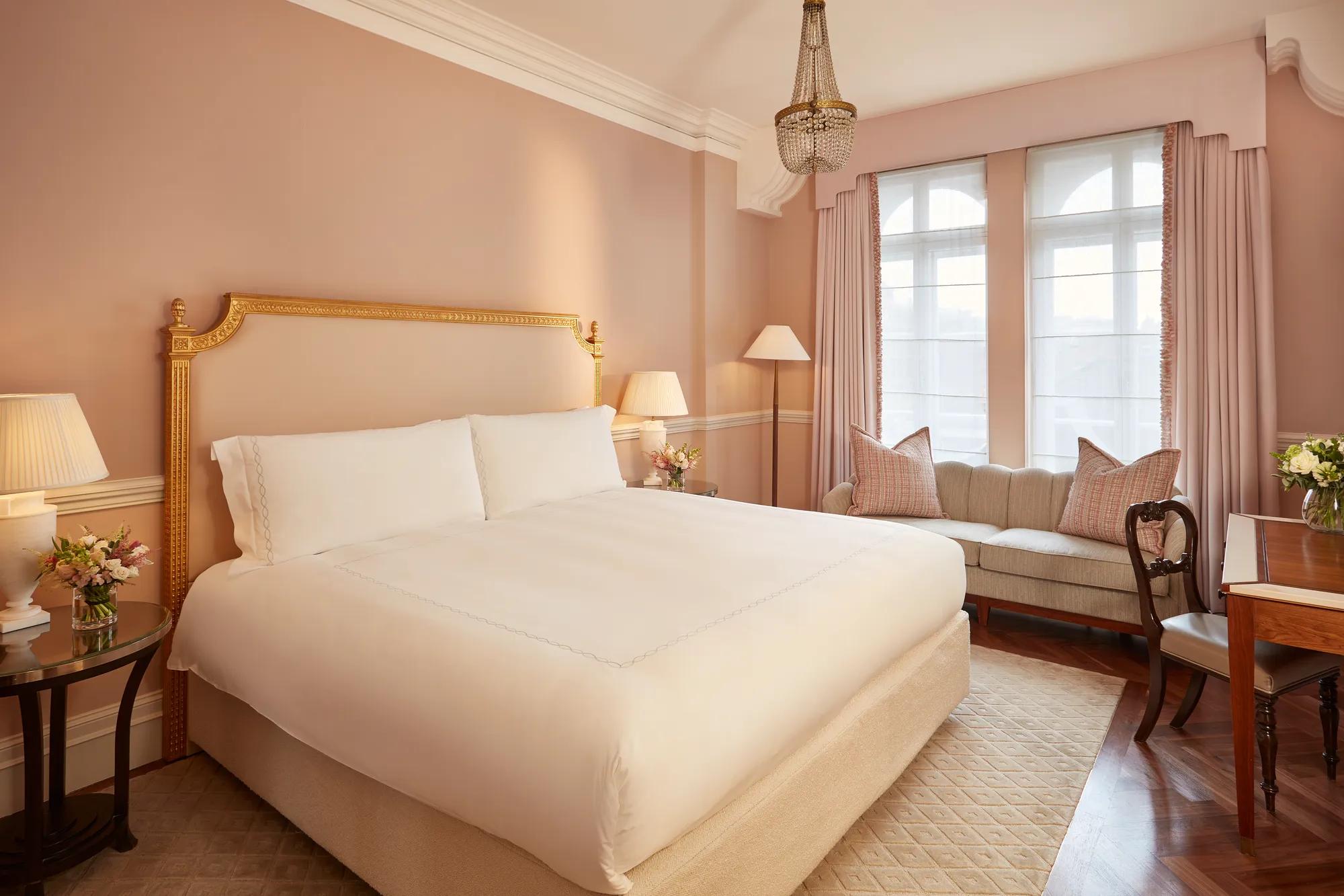 The Mayfair Room at Claridge’s, styled for an elegant event with refined décor, soft lighting, and a sophisticated arrangement that highlights the room’s classic architectural details.
