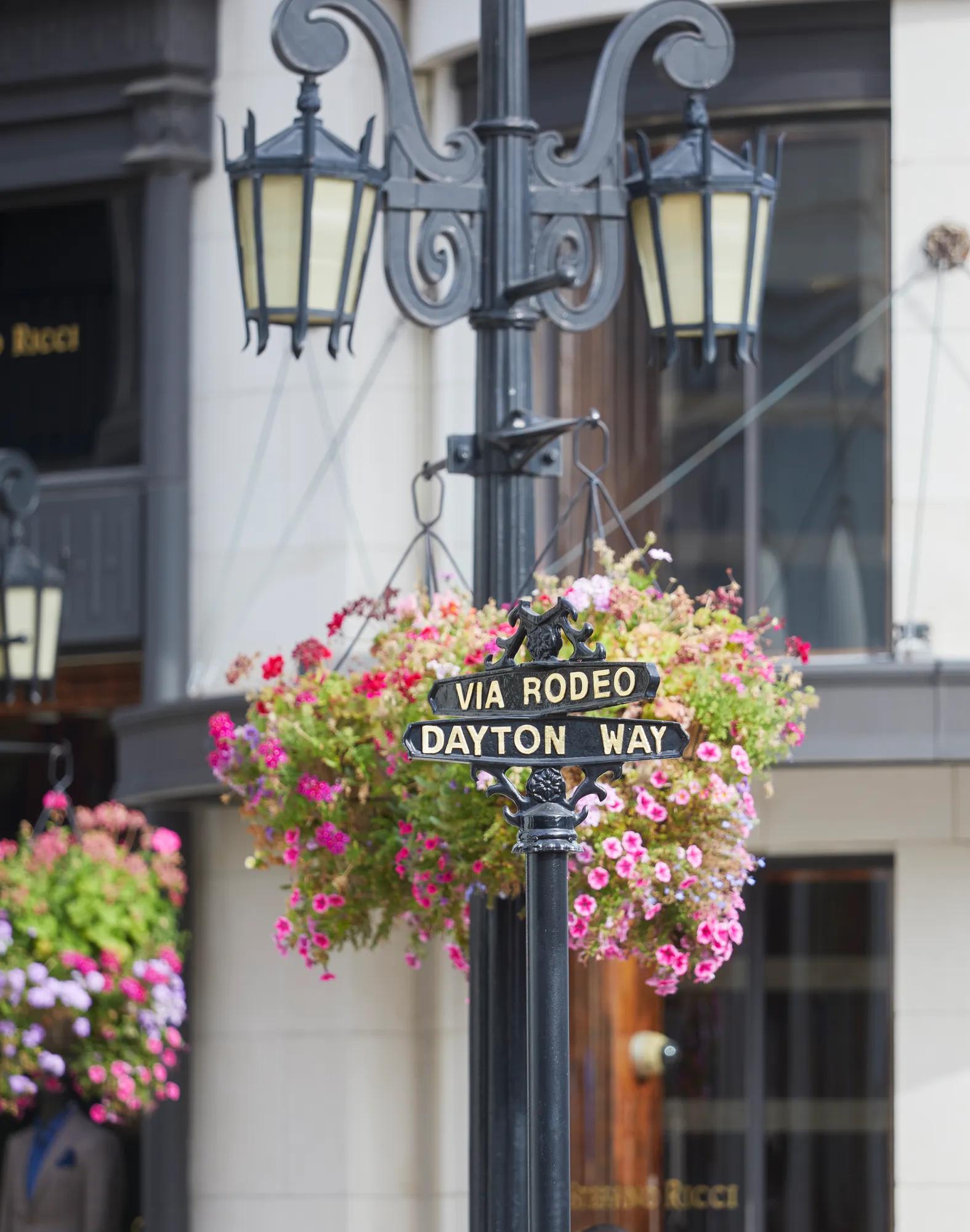 A street crossover sign at Rodeo Drive, Beverlyhills.