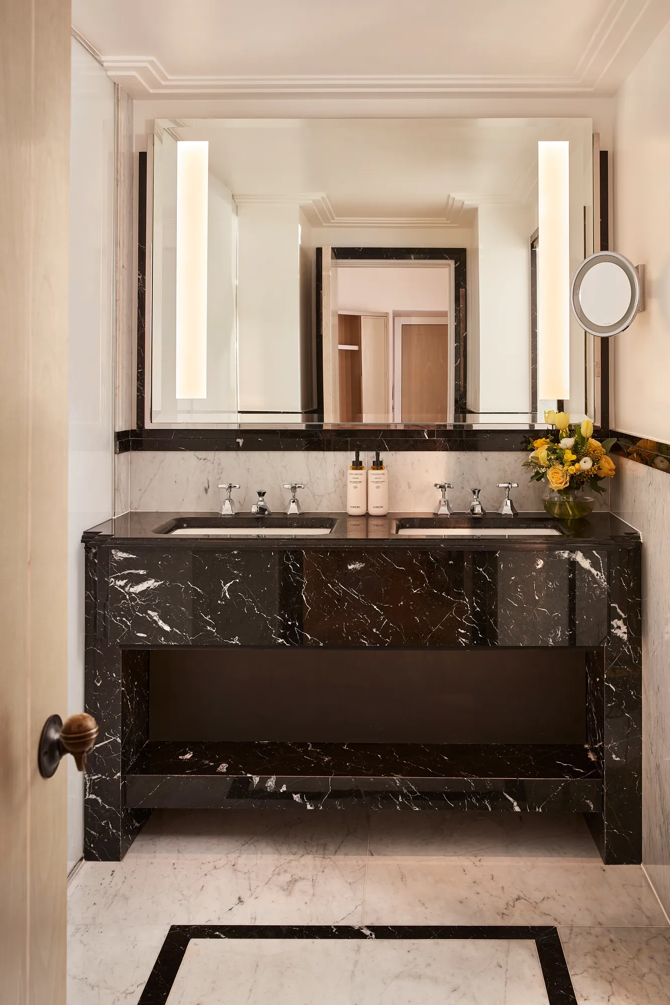 soft ambient lighting, and a sophisticated layout that highlights the room’s classic architectural details.