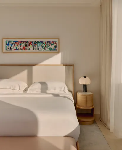 The Infinity Pool Duplex Suite at Maybourne Riviera, featuring elegant contemporary interiors and expansive views over the Mediterranean from its private terrace and pool.