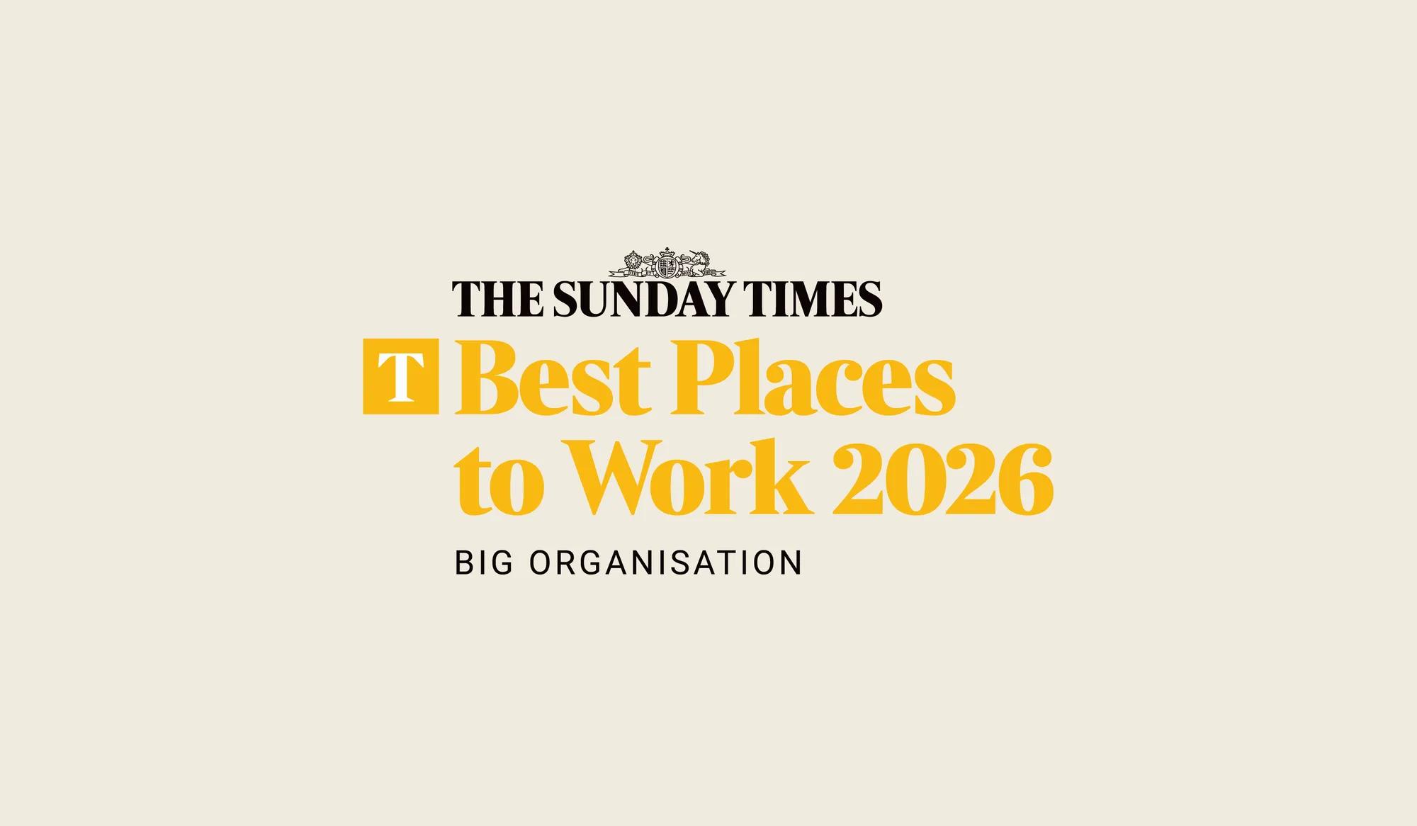 A logo of the Sunday Times Best Places to Work 2026